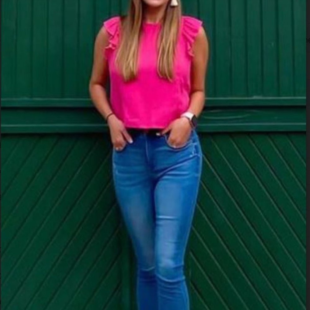 BP - Pink Top, ruffle cap sleeves